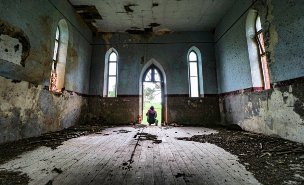 Inside an abandoned church