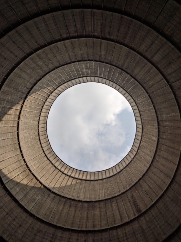 Inside an abandoned cooling tower of a powerplant in Belgium