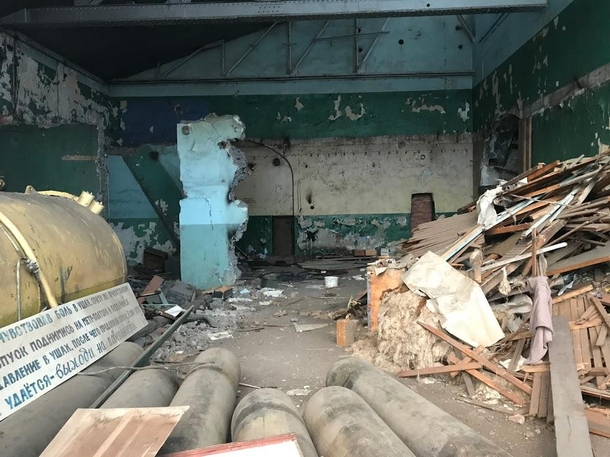 Inside an old factory Kronstadt Russia 