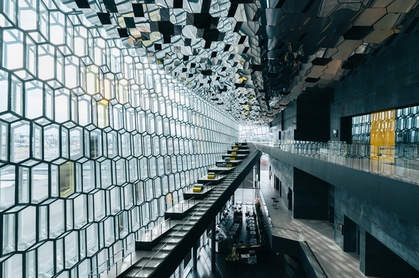 Inside Harpa a concert hall and conference centre in Reykjavk  Photo by Wilson Lee