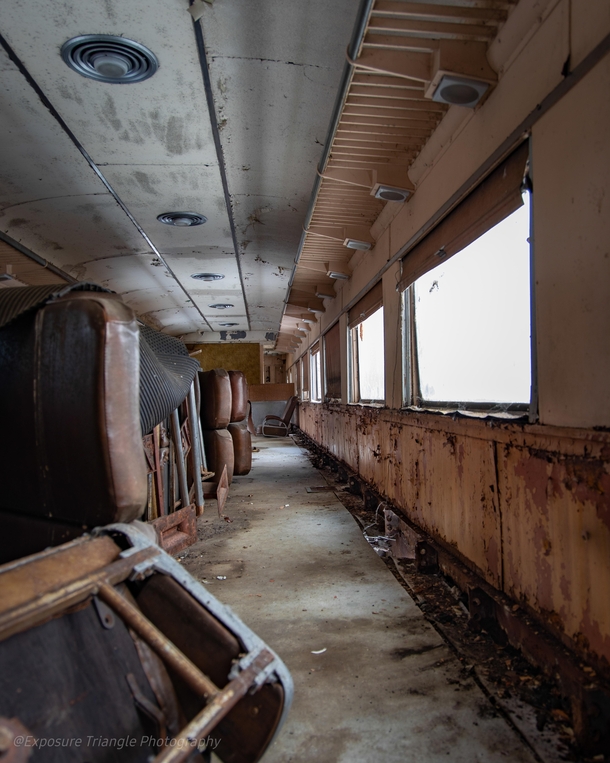 Inside of an abandoned passenger rail car