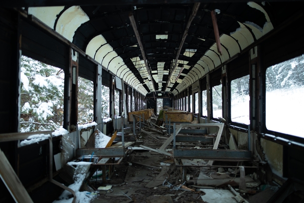 Inside the abandoned radioactive train carriages near Yanov railway station 