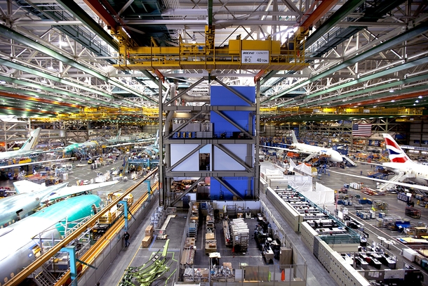Inside the Boeing Everett factory the worlds largest building by volume 