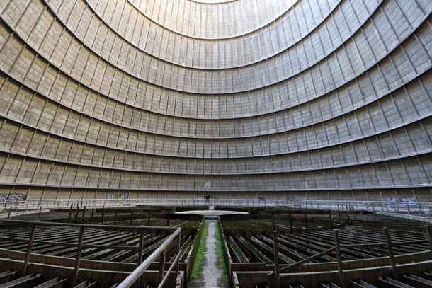 Inside the cooling tower