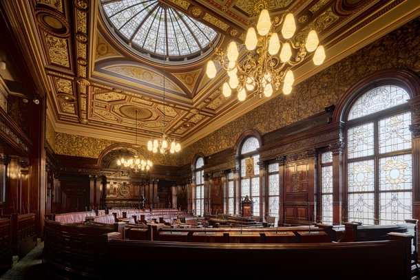 Inside the council chambers in Glasgow City Chambers Glasgow Scotland 