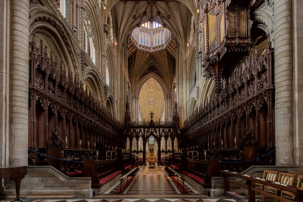 Inside the historic Ely Cathedral in England 