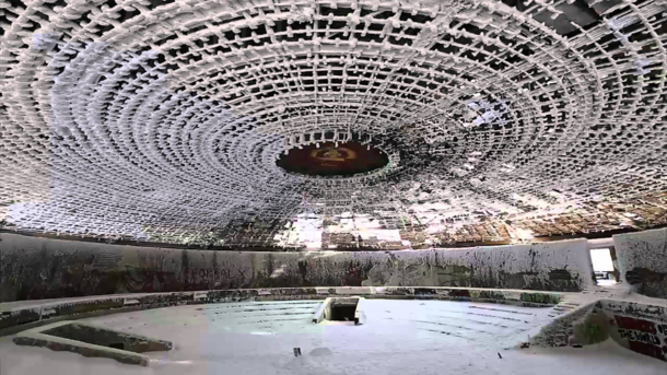 Inside the House of the Bulgarian Communist Party during winter