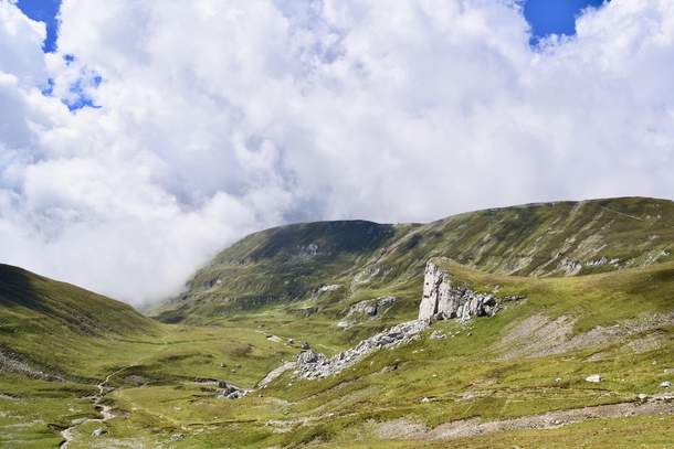 Interesting rock formations at m altitude Munii Bucegi Romania 