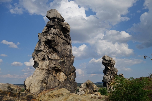 Interesting rock formations at Teufelsmauer Weddersleben Germany 