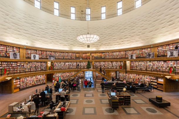 Interior of the Stockholm Public Library Sweden - by Gunnar Asplund