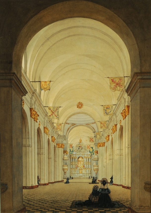 Interior sketch of the cathedral of Buenos Aires - Pellegrini Carlos Enrique -  