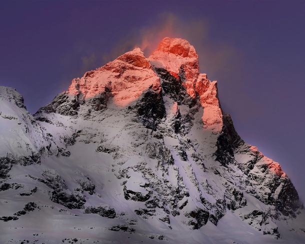Italian Alps The Cervino  Matterhorns at sunset 
