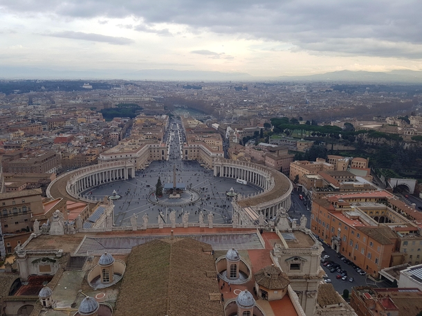 Italy view on Roma and Saint-Peters Square from Saint-Peters Basilica cupola December  