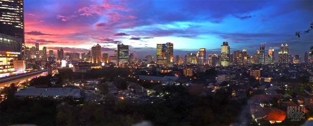 Jakarta skyline at sunset 