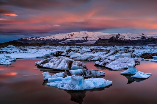 Jokulsarlon glacier lagoon in Midnight Sun  by Iurie Belegurschi x-post rIsland