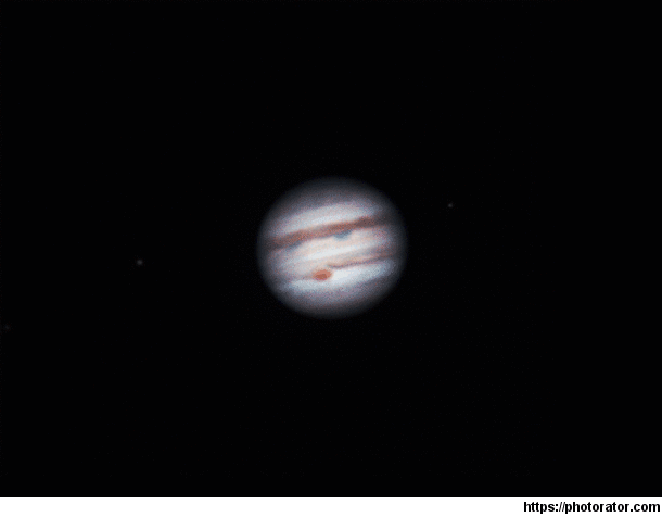 Jupiter gif from  weeks ago the best I could do Ganymedeleft and Europaright can also be seen  frames over  hours OmniXLT AVX mount asimm-s manual filter wheel