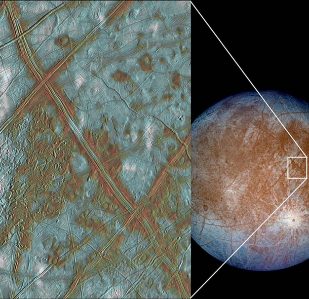Jupiters moon Europa amp its surface Credit Galileo mission s