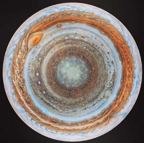 Jupiters south pole taken by Cassini