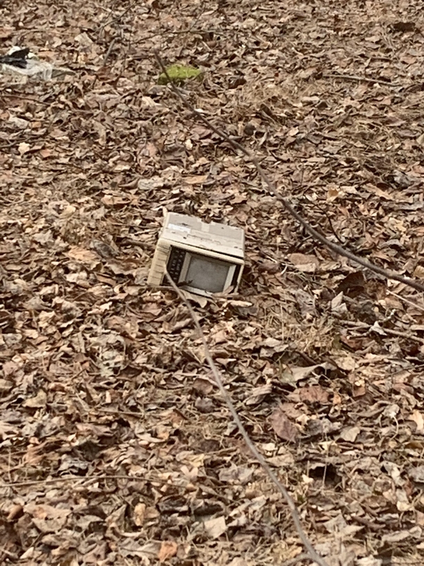 Just an an abandoned microwave Banished from its house for reasons unknown