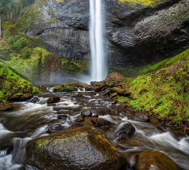 Just let go and fall like a little waterfall Bob Ross Latourell Falls Oregon USA 