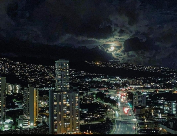 Just lookin out over Honolulu Hawaii I believe on full moon night City Lights with an all natural high  votefollowshare