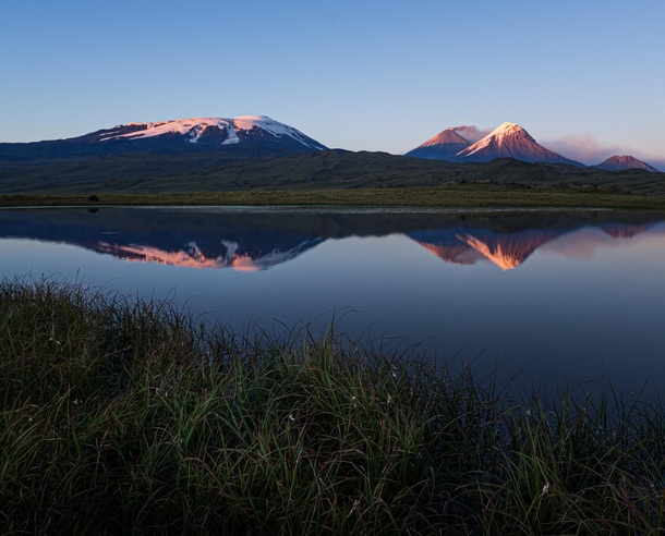 Kamchatka Russia hosts  volcanoes of which  active Here are some I captured during sunset 