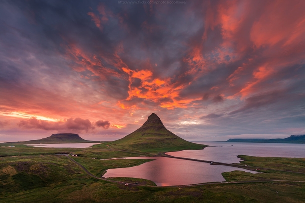 Kirkjufell under the midnight sun Iceland  photo by Coolbiere A x-post rsland