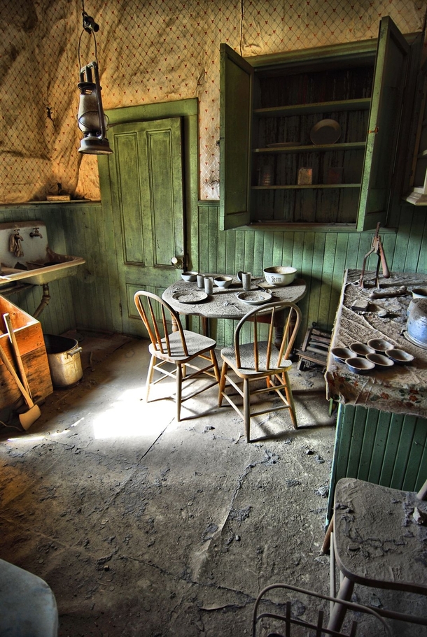 Kitchen in abandoned home in Bodie CA 