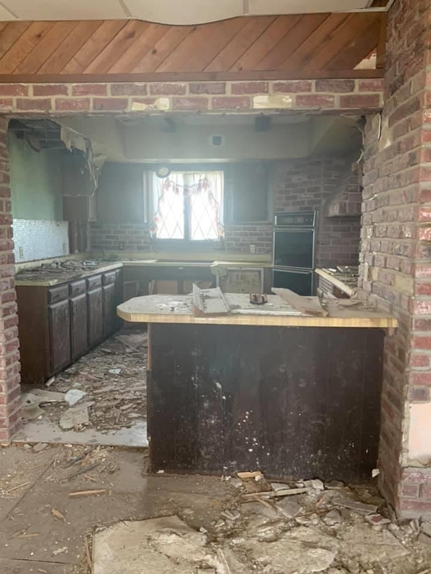 Kitchen inside an abandoned house