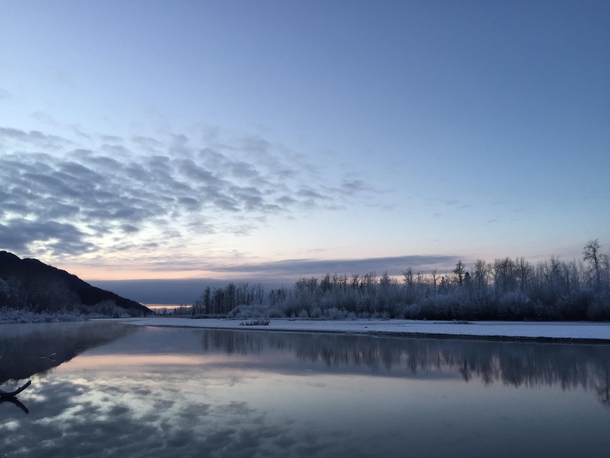 Knik River Alaska reflecting by the water 