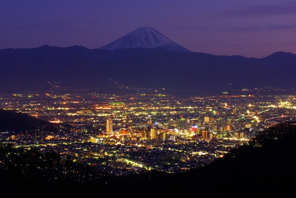Kofu Japan with Mt Fuji in the background 