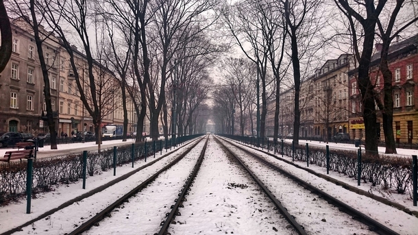 Krakow Poland Grade Separated Street Tracks