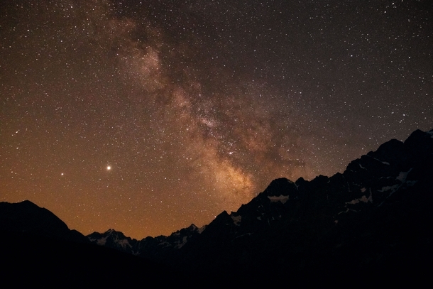La Meije overlooked by Jupiter Saturn and the Milky-Way - The French Alps 