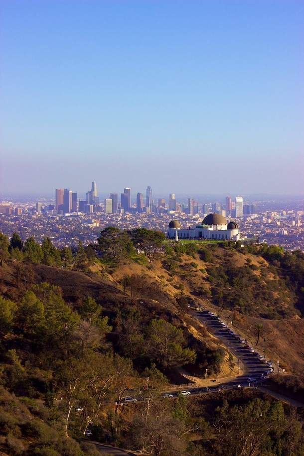 LA skyline from the Hollywood sign including Griffith Observatory From October 