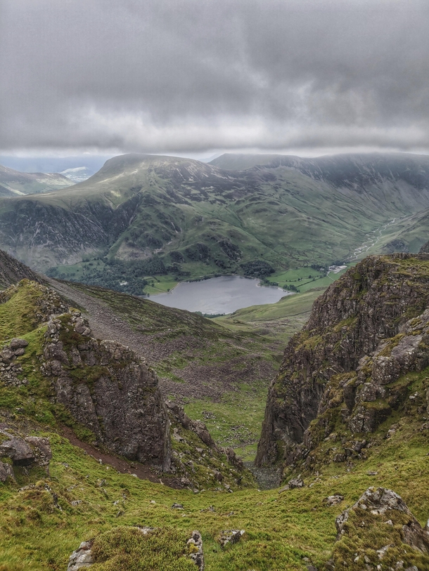 Lake District National Park looking down to Buttermere Lake  X