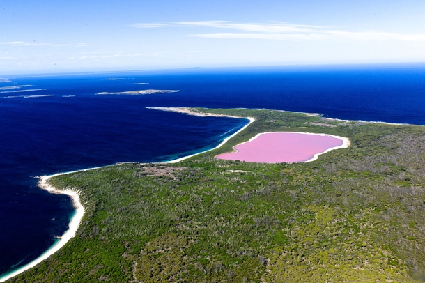Lake Hillier in Australia is Pink Source Tourism Australia 