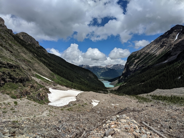 Lake Louise from Plain of Six Glaciers Alberta Canada 