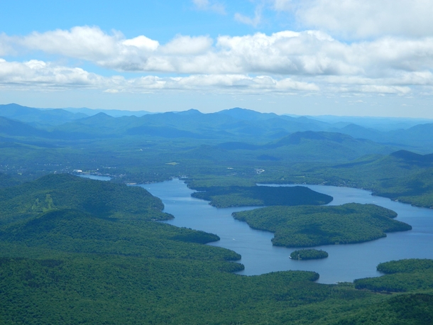 Lake Placid from the top of Whiteface Mtn Adirondacks NY 