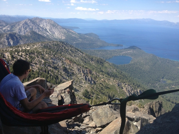 Lake Tahoe seen from summit of Mt Tallac 