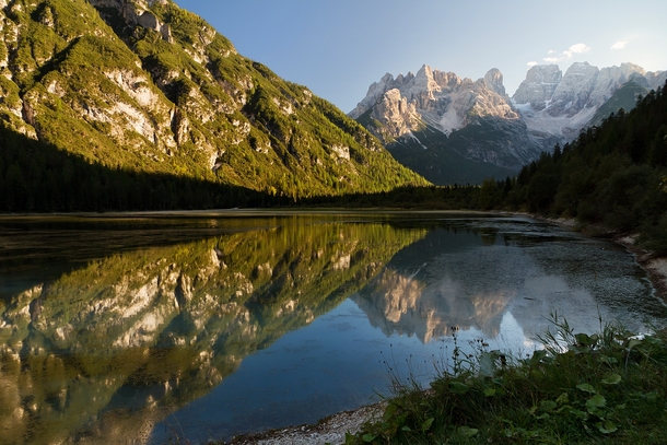 Landro lake in Italian Dolomites 