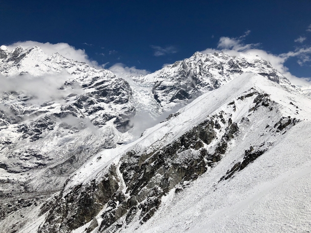 Langtang Glacier behind Kyanjin Ri Nepal 