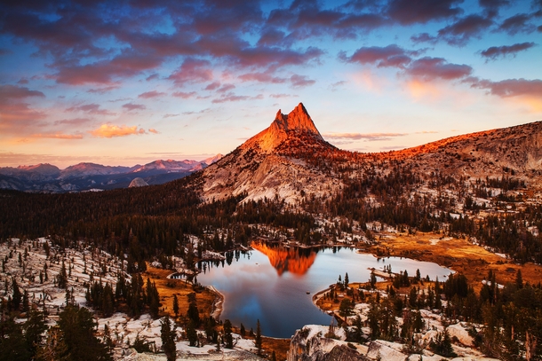 Last light on Cathedral Peak Yosemite - by Nolan Nitschke 