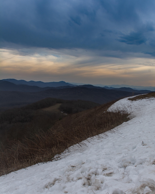 Last snow at Max Patch on the North Carolina and Tennessee border 