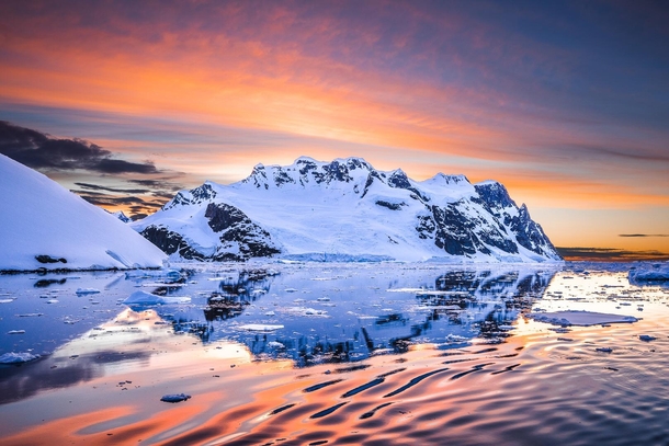 Late summer sunset in the Antarctic Peninsula 