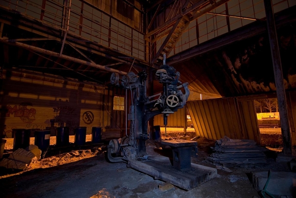 Left over machinery in an old granite mill in Indiana OC x