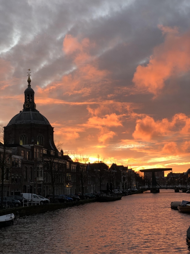 Leiden the Netherlands at sunset
