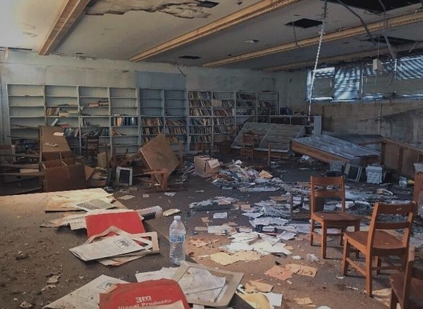 Library of an abandoned school