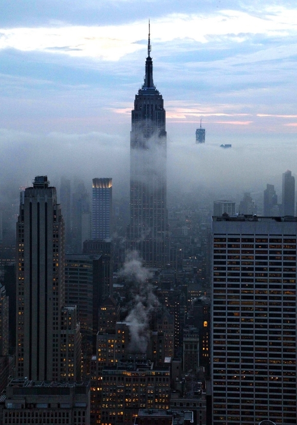 Light fog around the Empire State Building New York City 