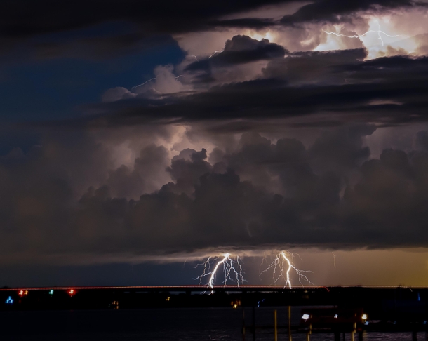 Lightning Over Lake Champlain Bridge
