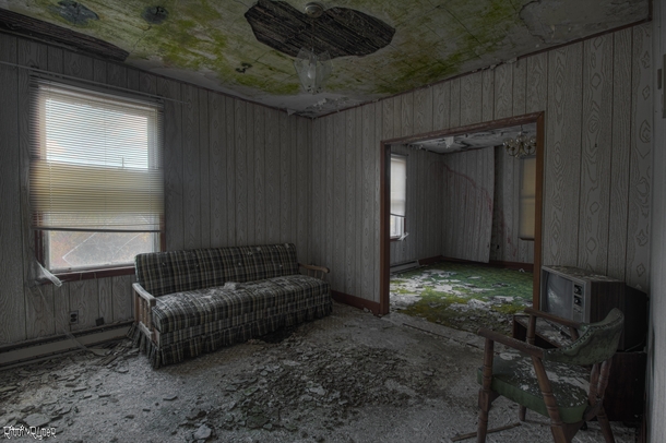 Living Room Inside an Abandoned House 